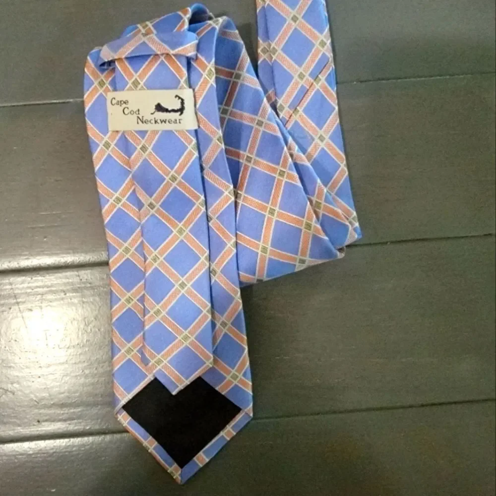 CAPE COD Neckwear Men's Geometric Grid Tie Pattern with Multicolor Accents
